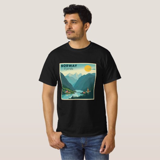 Ein nostalgisches Classic Travel Poster - Norwegen T-Shirt (Vorne ganz)