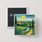 Ein nostalgisches klassisches Reiseplakat Frankrei Button (Vorne & Hinten)