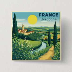 Ein nostalgisches klassisches Reiseplakat Frankrei Button