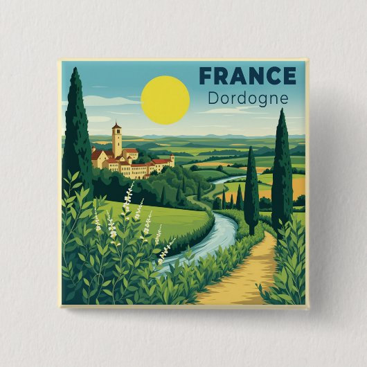 Ein nostalgisches klassisches Reiseplakat Frankrei Button (Vorderseite)