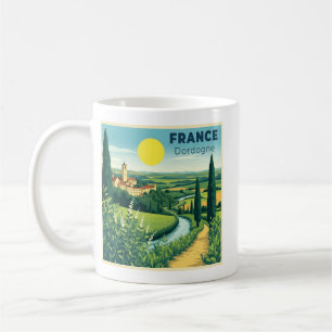 Ein nostalgisches klassisches Reiseplakat Frankrei Kaffeetasse