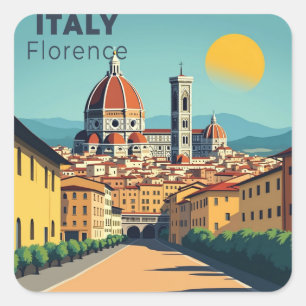 Ein nostalgisches klassisches Reiseplakat – Italie Quadratischer Aufkleber