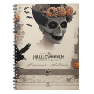 Ein Notebook, das eine Leckerei für Halloween-Lieb Notizblock