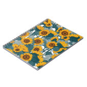Ein Notebook mit sonnigen Sonnenblumenfeldern Notizblock (Linke Seite)