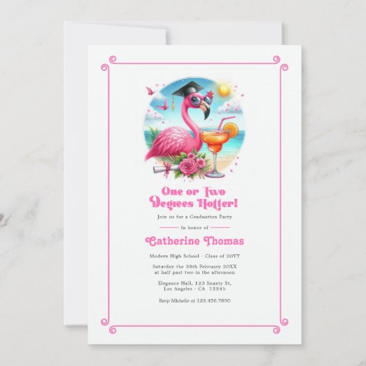 Ein oder zwei Grad heißer Flamingo Grad Einladung (Vorderseite)