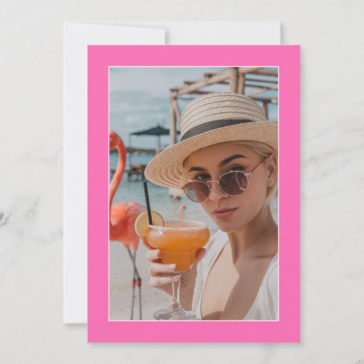 Ein oder zwei Grad heißer Flamingo Grad Einladung (Rückseite)