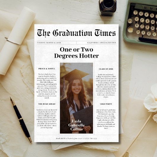 Ein oder zwei Grad Hotter Abschluss Zeitung Einladung