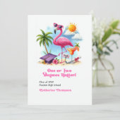 Ein oder zwei Grad Hotter Flamingo Abschluss Dankeskarte (Stehend Vorderseite)
