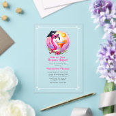 Ein oder zwei Grad Hotter Flamingo Graduate Party Acryleinladungen (In Situ (Hochzeit))