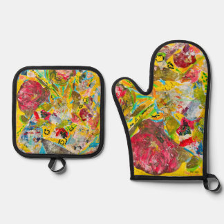 Ein Ofenhandschuh und Topflappen 'A Rose By Any Ot & Topflappen-Set