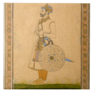 Ein Offizier, ein stehend, mit Klinge und Schild, Fliese