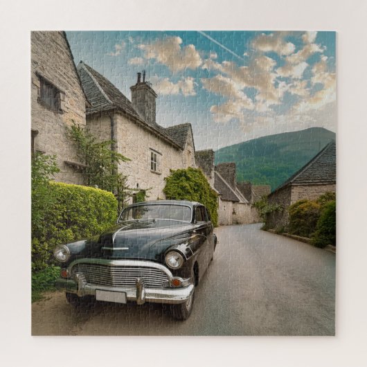 Ein Oldtimer in einem malerischen Dorf Puzzle (Vertikal)