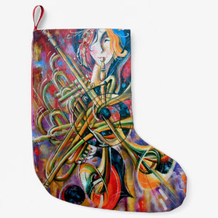 Ein Ölgemälde auf der Leinwand. Musik, das Mädchen Kleiner Weihnachtsstrumpf