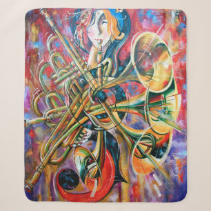 Ein Ölgemälde auf der Leinwand. Musik, das Mädchen Sherpadecke