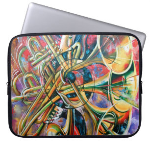 Ein Ölgemälde auf Leinwand. Musik, das Mädchen spi Laptopschutzhülle