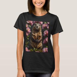 Ein olympisches Marmot, umgeben von Rhododendron T-Shirt