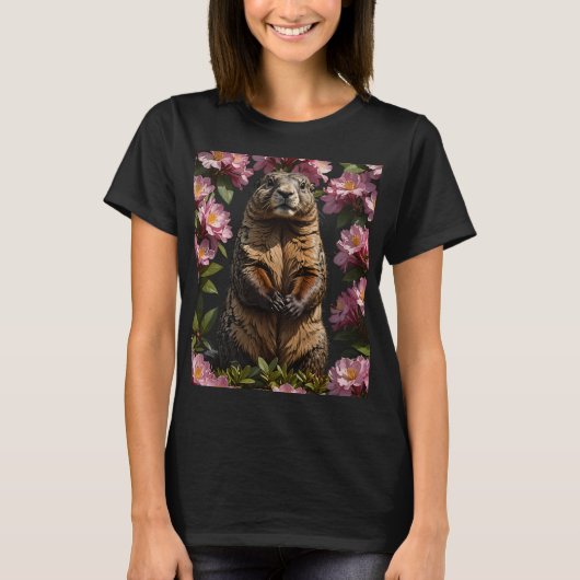 Ein olympisches Marmot, umgeben von Rhododendron T-Shirt (Vorderseite)
