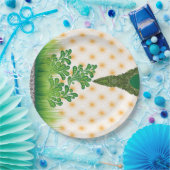 Ein optisch ansprechendes grün-goldenes Muster mit Pappteller (Party)