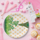 Ein optisch ansprechendes grün-goldenes Muster mit Pappteller (Party)