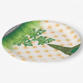 Ein optisch ansprechendes grün-goldenes Muster mit Pappteller (Schrägansicht)