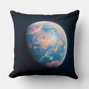 Ein orange-blauer Planet Kissen