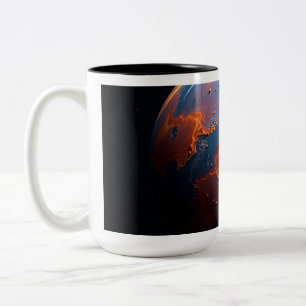 Ein orange-blauer Planet Zweifarbige Tasse