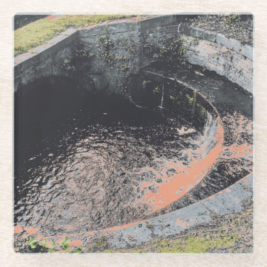 Ein Orange Pool in Welshpool Glasuntersetzer (Vorderseite)