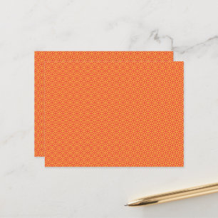 ein orangefarbener und gelber Hintergrund mit klei Postkarte