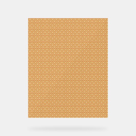 ein orangefarbener weißer Hintergrund mit kleinen Acrylschild (Vorderseite)