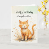 Ein Orangefarbenes Katzenpersönlichkeit Geburtstag Karte (Gelbe Blume)