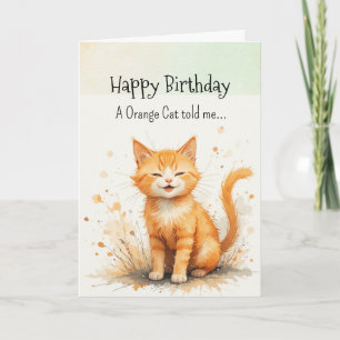 Ein Orangefarbenes Katzenpersönlichkeit Geburtstag Karte
