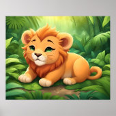Ein Orangefarbenes Löwenchen im Dschungel Poster (Vorne)
