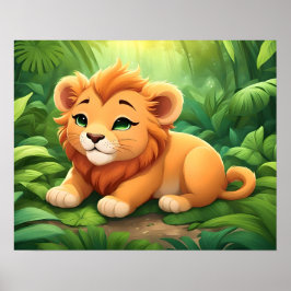 Ein Orangefarbenes Löwenchen im Dschungel Poster