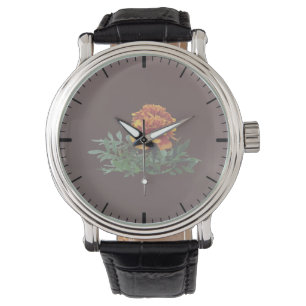 Ein orangefarbenes Marigold mit gelben Tipps Armbanduhr