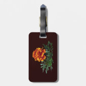 Ein orangefarbenes Marigold mit gelben Tipps Gepäckanhänger (Rückseite vertikal)