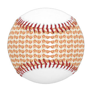 ein orangefarbenes und weißes Muster auf weißem Hi Baseball