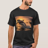 Ein Orca, der vom Ozean abspringt - KI generiert T-Shirt (Vorderseite)
