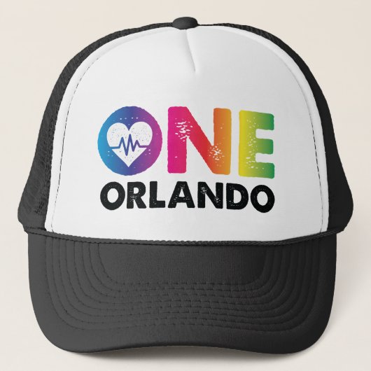 Ein Orlando ein Impuls-Regenbogen-Herz Truckerkappe (Vorderseite)