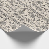 Ein Ort der Winterlandschaft mit Pferden und Häuse Geschenkpapier (Ecke)