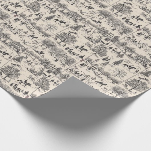 Ein Ort der Winterlandschaft mit Pferden und Häuse Geschenkpapier (Ecke)