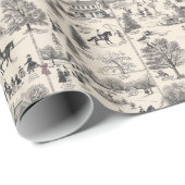 Ein Ort der Winterlandschaft mit Pferden und Häuse Geschenkpapier (Rolleneckpunkt)