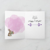 Ein Osterwunsch - Kaninchen, Eier und Blume Urlaub Dankeskarte (Innenseite)