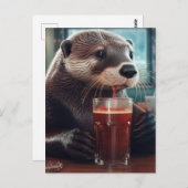 Ein Otter Drinks in einem Café Postkarte (Vorne/Hinten)