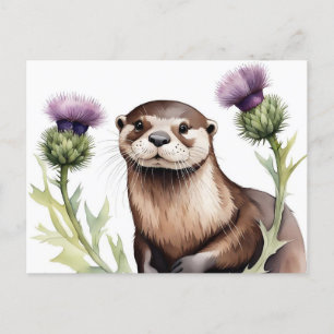 Ein Otter mit einem Siegel Postkarte