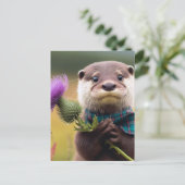 Ein Otter mit einem Siegel Postkarte (Stehend Vorderseite)
