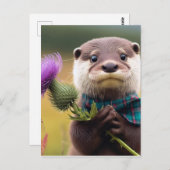 Ein Otter mit einem Siegel Postkarte (Vorne/Hinten)