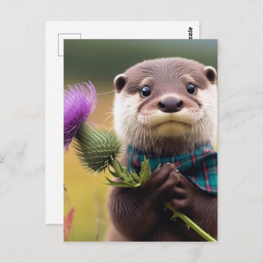 Ein Otter mit einem Siegel Postkarte (Vorne/Hinten)
