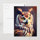 Ein Owl-Portrait Postkarte (Vorne/Hinten)