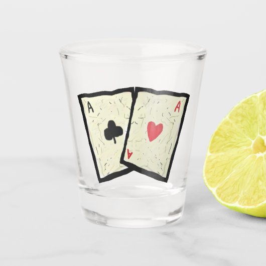 Ein Paar Asse Schnapsglas (Vorderseite)