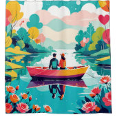 Ein Paar auf einem Boot in einem See - Duschvorhan Duschvorhang (Vorderseite)